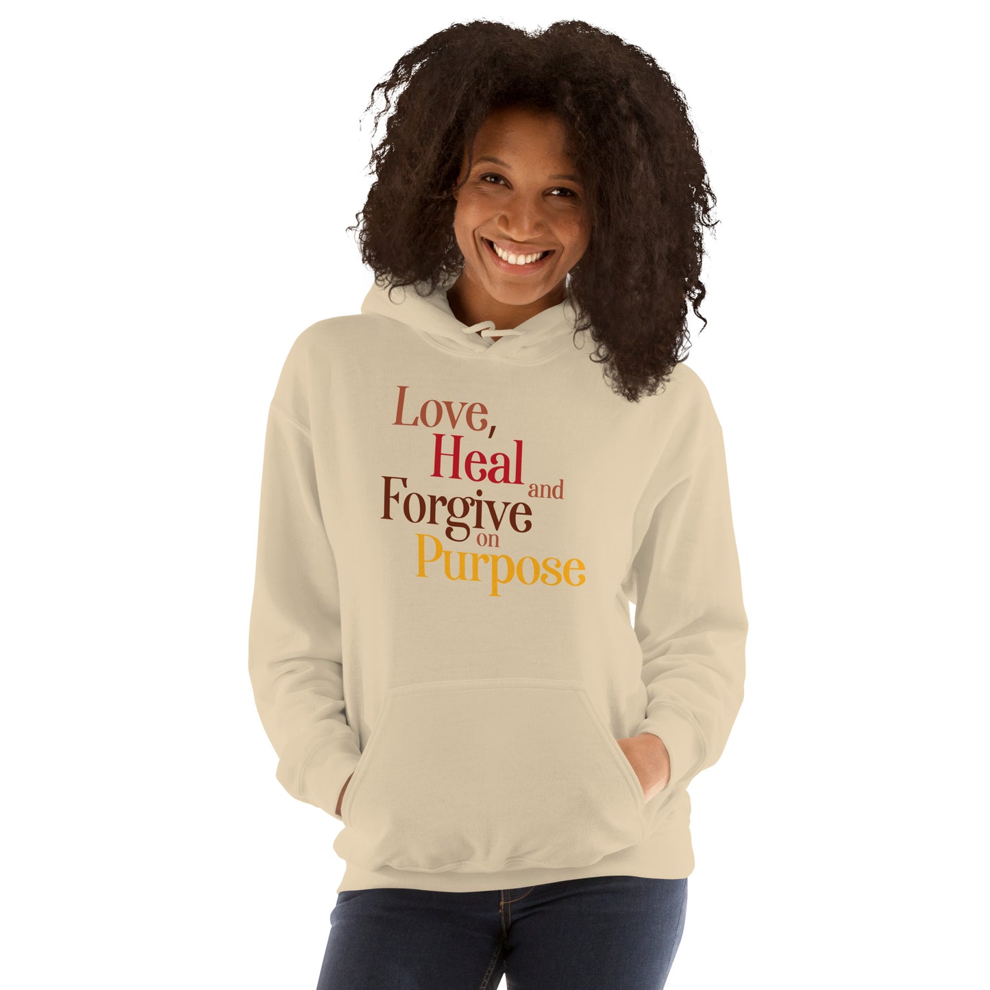 The "Love, Heal, Forgive on Purpose" Hoodie-Beige