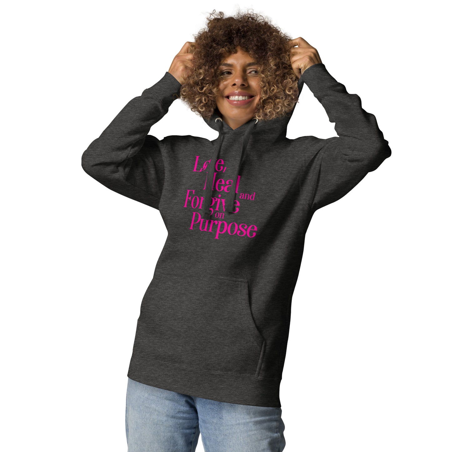 Love, Heal and Forgive Hoodie-Pink