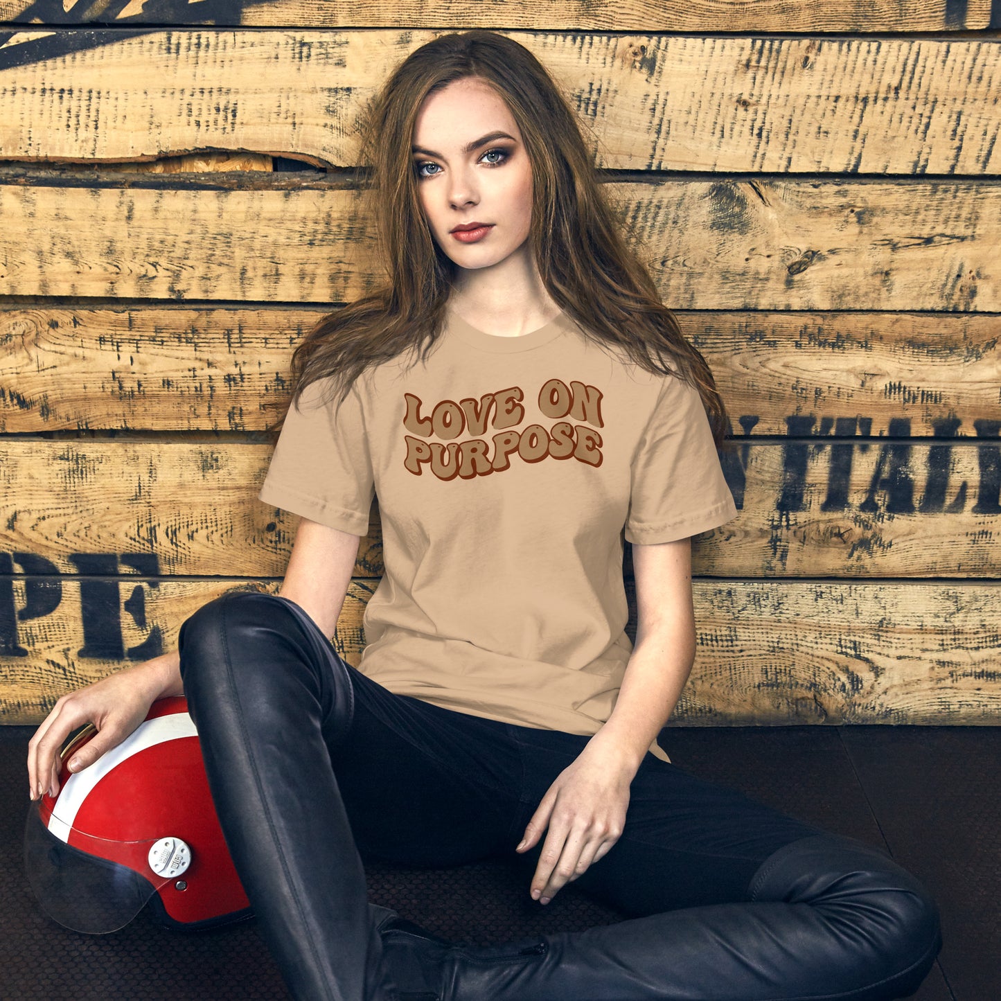 The "Love on Purpose T-Shirt- Beige